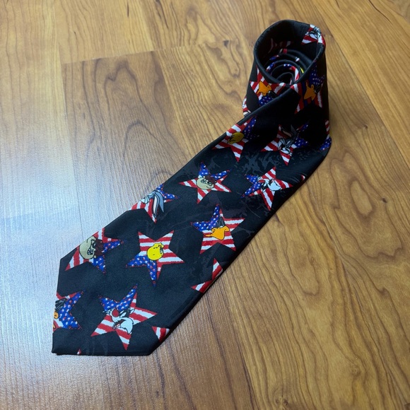 Warner Bros. Other - Looney Tunes Mania Men's Tie American Flag Stars 1995 90s Patriotic Warner Bros